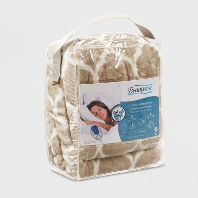 Tan Electric Knitted Reversible Machine Washable Throw Blanket