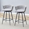 beige 2-pack swivel bar stools with breathable cotton-linen cushions and rust-proof electroplated metal frames. - 3 of 4