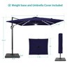 Sonkuki 11.5x9FT Outdoor Patio Solar LED Cantilever Umbrella Aluminium Pole w/Base, 360°Rotation and Canopy Angle Adjustment - 3 of 4