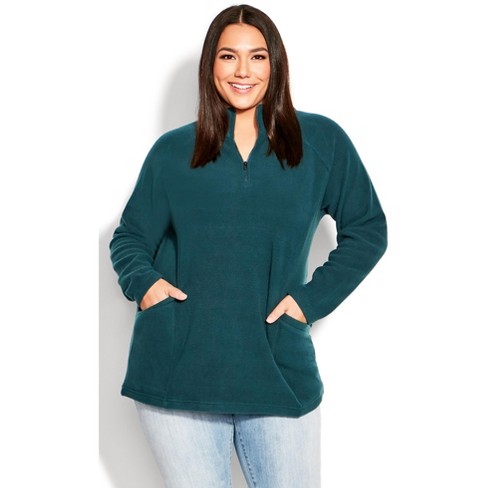 Avenue | Women's Plus Size Polar Fleece Pocket Tunic - Emerald - 30w ...