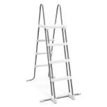 Intex High Impact Slip Resistance Steel Frame Above Ground Outdoor Swimming Pool Entry Step Ladder, Silver