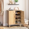 KTMBDW Modern Rattan Shoe Storage Cabinet with Double Doors and Adjustable Shelves, Accent Cabinet for Living Room, Bedroom, Hallway - 3 of 4