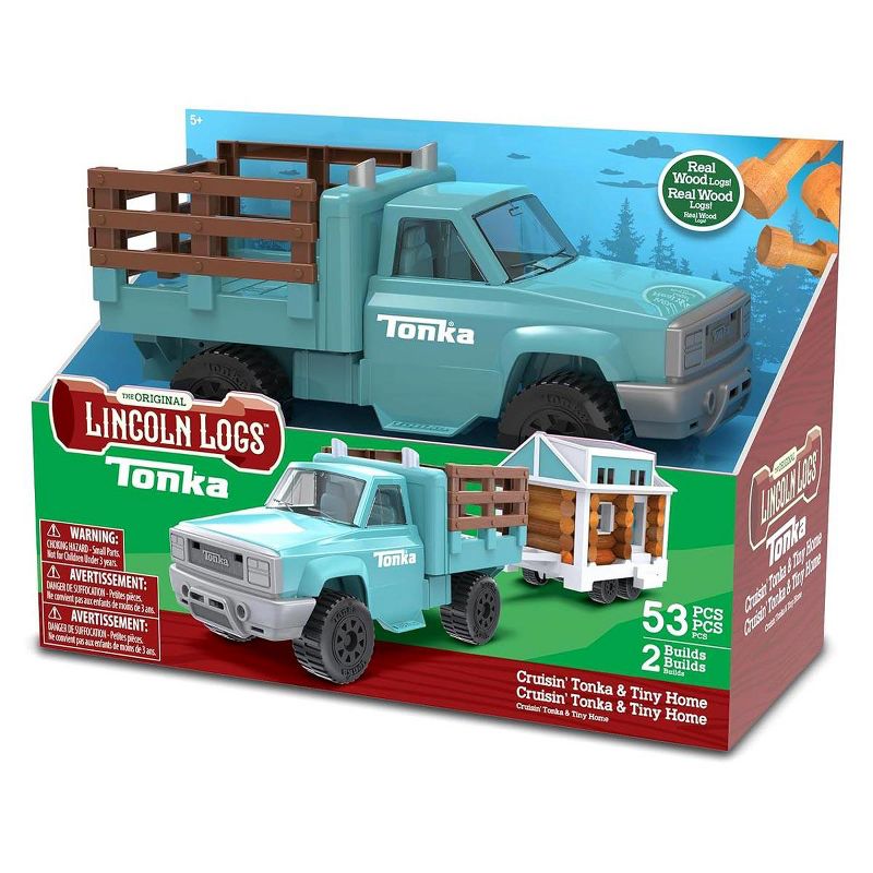 Cruisin' Tonka Classic Pickup Truck w/ Lincoln Logs Tiny Home on Trailer 00777, 2 of 8