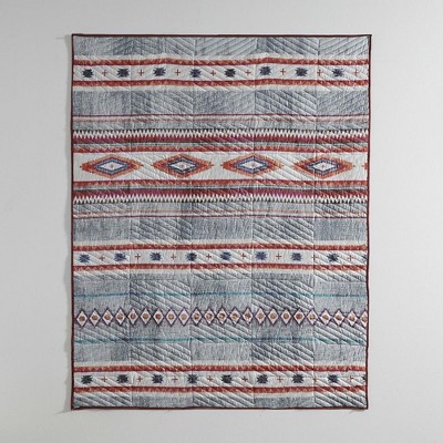 Kiva Southwestern Gray and Red Microfiber Throw Blanket
