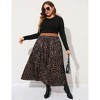 Clearlove Plus Size Pleated Skirt Women's Elastic Waist Boho  Midi Skirts with Pockets - 4 of 4