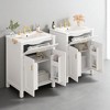 48" Freestanding Double Bathroom Vanity with Dual Ceramic Sinks, Solid Wood Cabinet with 4 Soft-Close Doors, No Faucet - 2 of 4