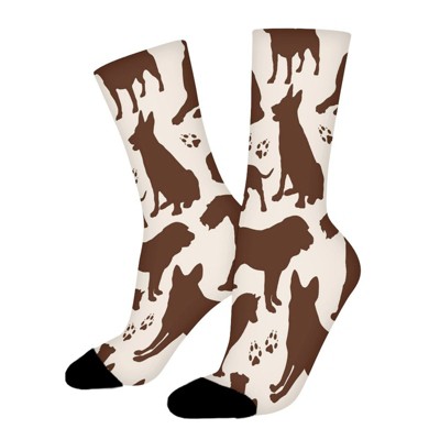 Dog And Paw Women Printed Crew Socks Funny Funky Socks Soft Polyester Novelty Gifts for Artists Men
