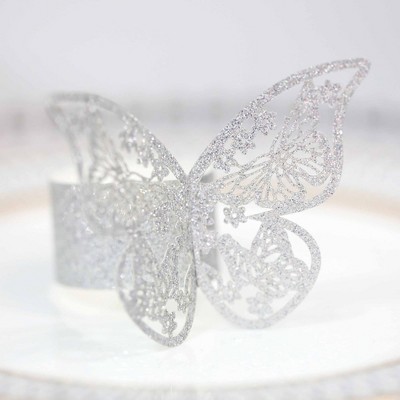 50pcs Butterfly Shape Napkin Rings Hollow Out Napkin Holder For Wedding Party Home Table Decoration