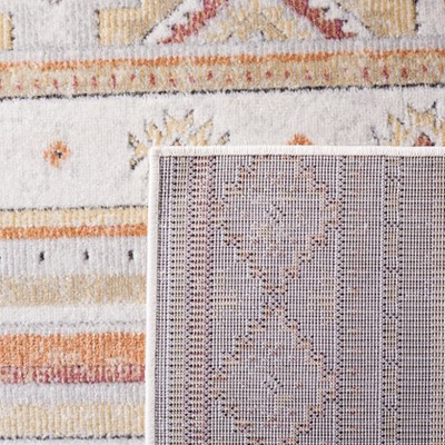 Ivory Beige Geometric Synthetic Square Area Rug