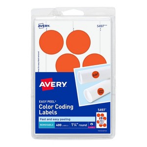 Avery Laser Color Coding Labels 1 1/4" Dia. Neon Red 8/Sheet 13292 - 1 of 4