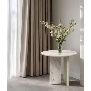 PAGED Modern Luxury Natural Marble Round Coffee Table for Living Room,Stylish Desigh Real Marble Center Table Tea Table End Table - 1 of 4