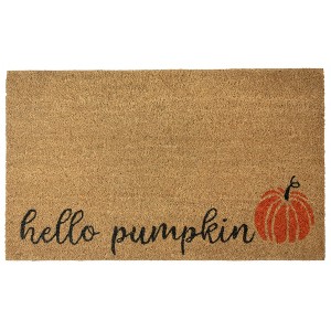 Northlight Natural Coir "Hello Pumpkin" Autumn Harvest Doormat 18" x 30" - 1 of 4