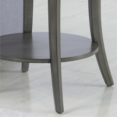 Gray Oval Coffee Table and End Table Set with Shelves