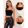 INSPIRE CHIC Women's Club Party Velvet Spaghetti Strap Crop Sequined Cami Top - 2 of 4