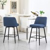 Lyngins Mid-Century Modern Counter Height Bar Stools Set of 2, Linen Counter Stools with Matte Black Metal X-Legs & Footrest for Kitchen Island/Pub - 2 of 4