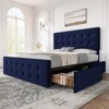 Full/Queen/King Bed Frame with 4 Drawers & Adjustable Headboard, Velvet Upholstered Mattress Foundation, Button Tufted Design, No Box Spring Needed - 4 of 4