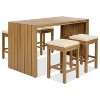 Moda Furnishings 5-Piece Patio Outdoor Acacia Wood Bar Set with Beige Cushions - 2 of 4