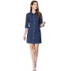 INSPIRE CHIC Women's 3/4 Sleeve Button Down Denim Shirt Dress - 4 of 4