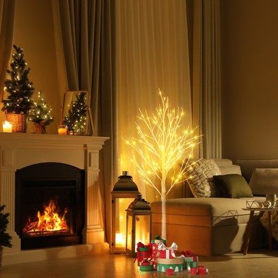 Angel Sar 4FT Snowflake Christmas Tree, Pre-Lit with 48 LED Lights, PVC Artificial Tree with Metal Stand, Holiday Decor for Home Office