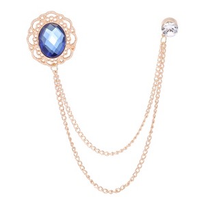 Unique Bargains Alloy Rhinestones Tassel Chain Hanging Fashion Durable Oral Brooch - 1 of 4