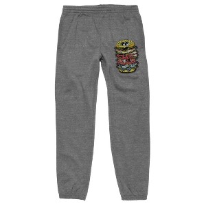 Spongebob Squarepants Characters In A Burger Men's Athletic Heather Gray Graphic Joggers - 1 of 3