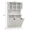 GlasFlength Decorative Storage Cabinet Tall 2-Compartment Tilt-Out Laundry Basket with Shelves, For Bathroom and Laundry, White, 32.68"*14.57"*59.69" - 3 of 4