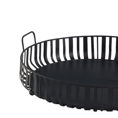 Matte Black Metal Round Tray Set of 2