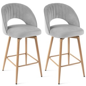 NEWLAYOUT Swivel Bar Stools Set of 2, 26" Counter Height Upholstered Barstools with Back & Footrest, Kitchen Island Stools for Dining Room - 1 of 4