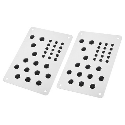 Unique Bargains Aluminum Alloy TPR Car Floor Mat Foot Heel Plate Black Silver Tone 2 Pcs