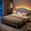 Pinmoco LED Bed Frame, Upholstered Platform Bed with Adjustable Arc Headboard - 3 of 4