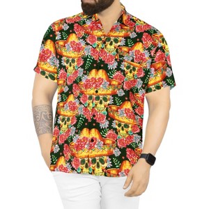 LA LEELA Men's Halloween Costumes Hawaiian Short Sleeve Button Down Shirt Mens Shirt Casual Vacation Summer Caribbean Shirts for Men - 1 of 4