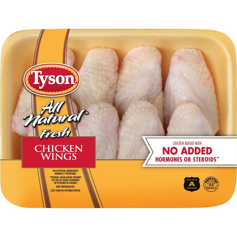 Tyson All Natural Antibiotic Free Chicken Wings - 1.48-2.75 lbs - price per lb, 1 of 8