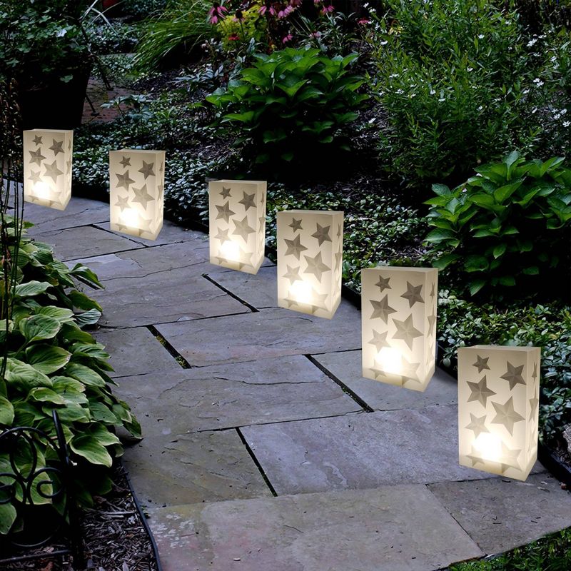 6ct LumaBase Silver Stars LED Battery Operated Luminaria Kit with Timer, 5 of 6