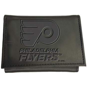 Evergreen NHL Philadelphia Flyers Black Leather Trifold Wallet Officially Licensed with Gift Box