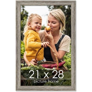PosterPalooza | 21x28 Thin Barnwood Picture Frame, UV Acrylic, 2 Finishes - Grey and Black - 1 of 4