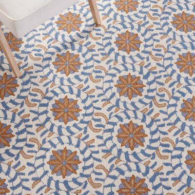 Reyna Ivory Floral Hand-Hooked Wool Area Rug, 10' x 14'