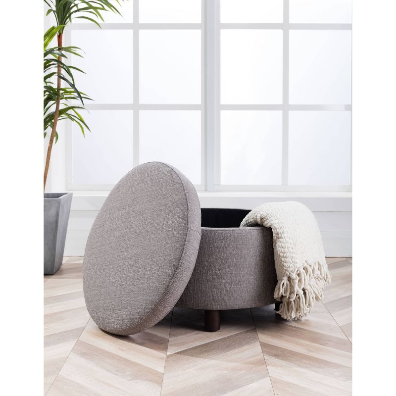 Large Round Storage Ottoman with Lift Off Lid - WOVENBYRD, 5 of 15