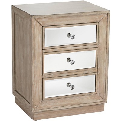 55 Downing Street Gabriella 20" Wide Mirrored and Oak Wood Accent Chest