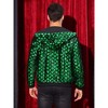 Lars Amadeus Men's Long Sleeves Shiny Metallic Sequins Argyle Printed Hooded Jacket - 3 of 4