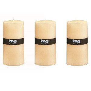 tagltd Chapel 3X6 Ivory Pillar Paraffin Wax Candle Unscented Drip-Free Long Burning 85 Hours For Home Decor Wedding Parties Set of 3 - 1 of 4