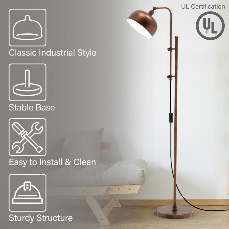 Costway Industrial Floor Lamp Standing Pole Light w/Adjustable Lamp Head & Height Bronze, 5 of 11