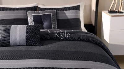 Black and Gray Cotton Queen Reversible Comforter Set