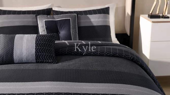 Bebejan Kyle Black 100% Cotton 5-Piece Reversible Comforter Set, 2 of 12, play video