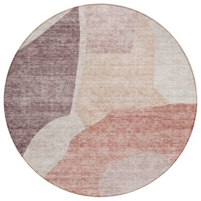 Blush Pink And Mauve Abstract Washable Indoor Outdoor Area Rug