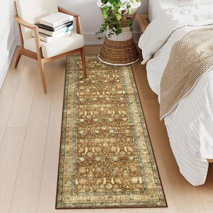 Machine Washable Boho Area Rug - Ultra-Thin Low Pile Carpet, Lightweight Indoor Rug, Non Slip Floral Rug for Living Room, Bedroom, Dining Room - 1 of 4