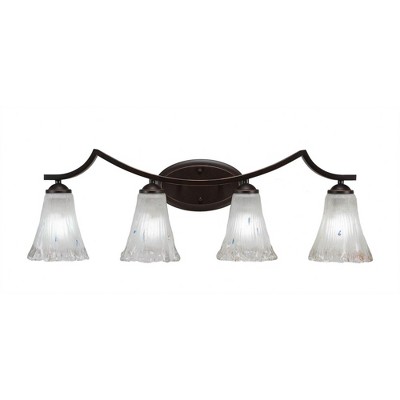 Toltec Lighting Zilo 4 - Light Vanity in  Dark Granite with 5.5" Fluted Frosted Crystal Shade