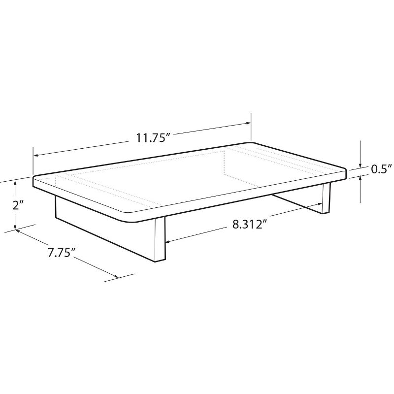 Azar Displays Clear Acrylic 11.75"W x 7.75"D x 2"H 1/2" Thick Deluxe Riser w/ Bumpers, 4 of 8
