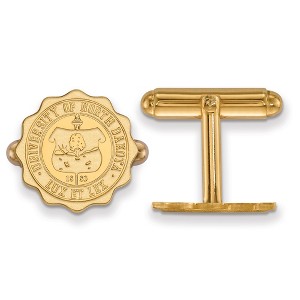 Black Bow Jewelry 14k Yellow Gold North Dakota Fighting Hawks NCAA Cuff Links - 1 of 3