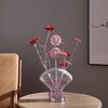 Aluminum 4 Red Roses 6 Petal Floral 2 Red/Silver Flower Bud on A Fan Aluminum Vase Table Lamp for Living Room - 3 of 4