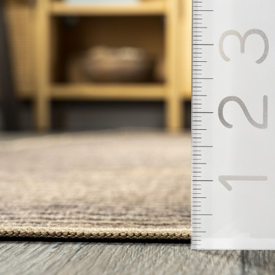 Natural and Gray Synthetic 5' x 8' Washable Area Rug